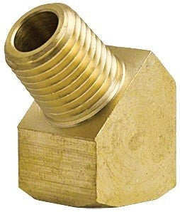 45 Degree Brass Elbow Street - 1/4" MNPT x 1/4" FNPT