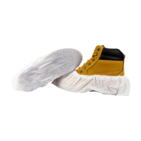 Shieldtech, Protective Shoe Covers, 300 Series, White, Heavy Duty, Size XL, 50 Pair Per Pack