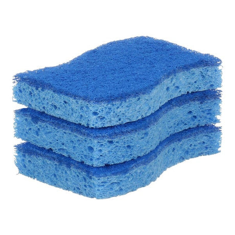 Blue Wave Kitchen Sponge: Cellulose with Non-Abrasive Scrub Pad (Individually Wrapped)