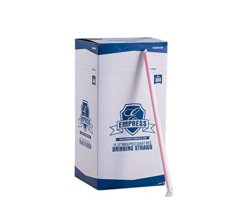 Empress Giant Straw Paper Wrapped 10.25" Red, Boxed 4/300 cs (E162013R)