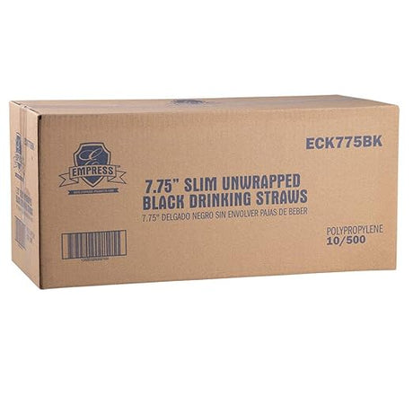 Empress Semi Slim Straw / Stirrer Unwrapped 7.75" Black Boxed 10 / 500 cs (ECK775BK)