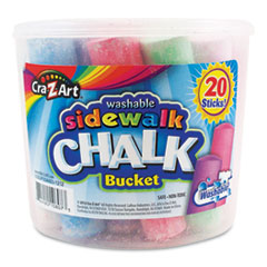 Washable Sidewalk Jumbo Chalk in Storage Bucket with Lid and Handle, 12.63", 20 Assorted Colors (CZA108076)