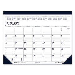 Recycled Two-Color Monthly Desk Pad Calendar, 22 x 17, Perforated White/Blue/Gray Sheets, 12-Month (Jan-Dec): 2025