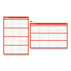 Erasable Wall Calendar, 24 x 36, White/Red Sheets, 12-Month (Jan to Dec): 2025