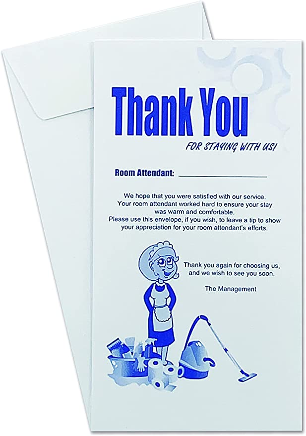 50 Housekeeping Tip Thank you Envelope, White, 3 1/2" X 6 1/2", Premium 24lb. White, 50/box