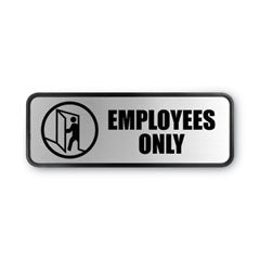 Brushed Metal Office Sign, Employees Only, 9 x 3, Silver