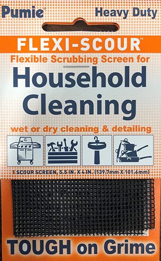 Pumie Flexi-Scour, 1 Pack, Flexible Scrubbing Screen for Household Cleaning, Flex 48, 5.5" x 4", Abrasive Grit Cleaning Screen, Clean Grills, Remove Carbon, Rust and Scale, Pack of 1