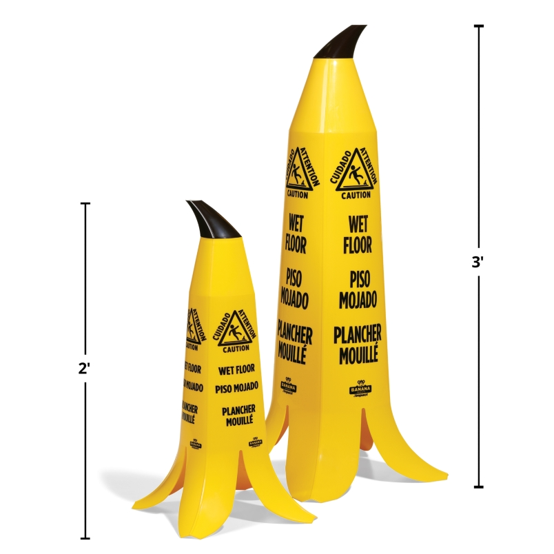 Yellow Banana Wet Floor Cone with Brown Stem