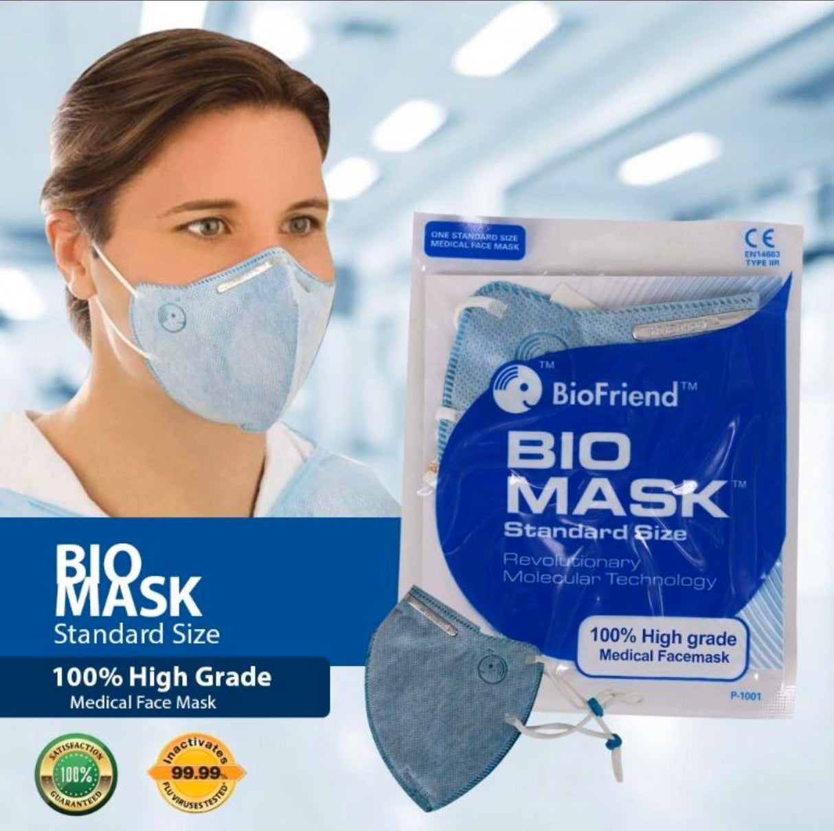 BioMask Face Mask single Wrapped That Kills Swine Flu Readied For Fight Against Possible Pandemic