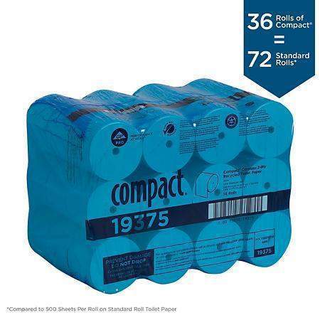 Georgia Pacific Professional GPC19375 Compact Coreless Bath Tissue, 1000 Sheets/Roll, 36 Rolls/Carton - Janitorial Superstore