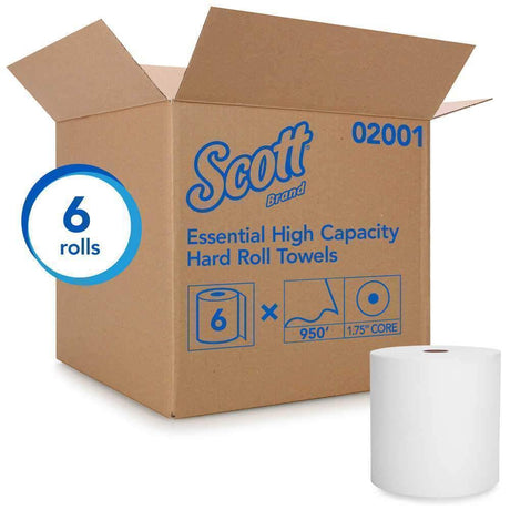 Scott 02001 Essential High Capacity Hard Roll Towels, 6 Rolls of 950 Feet (Elite Program) - Janitorial Superstore