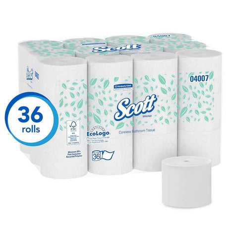 Scott 04007 Essential Coreless Standard Roll Bathroom Tissue, 36 Rolls of 1,000 Sheets (Elite Program) - Janitorial Superstore