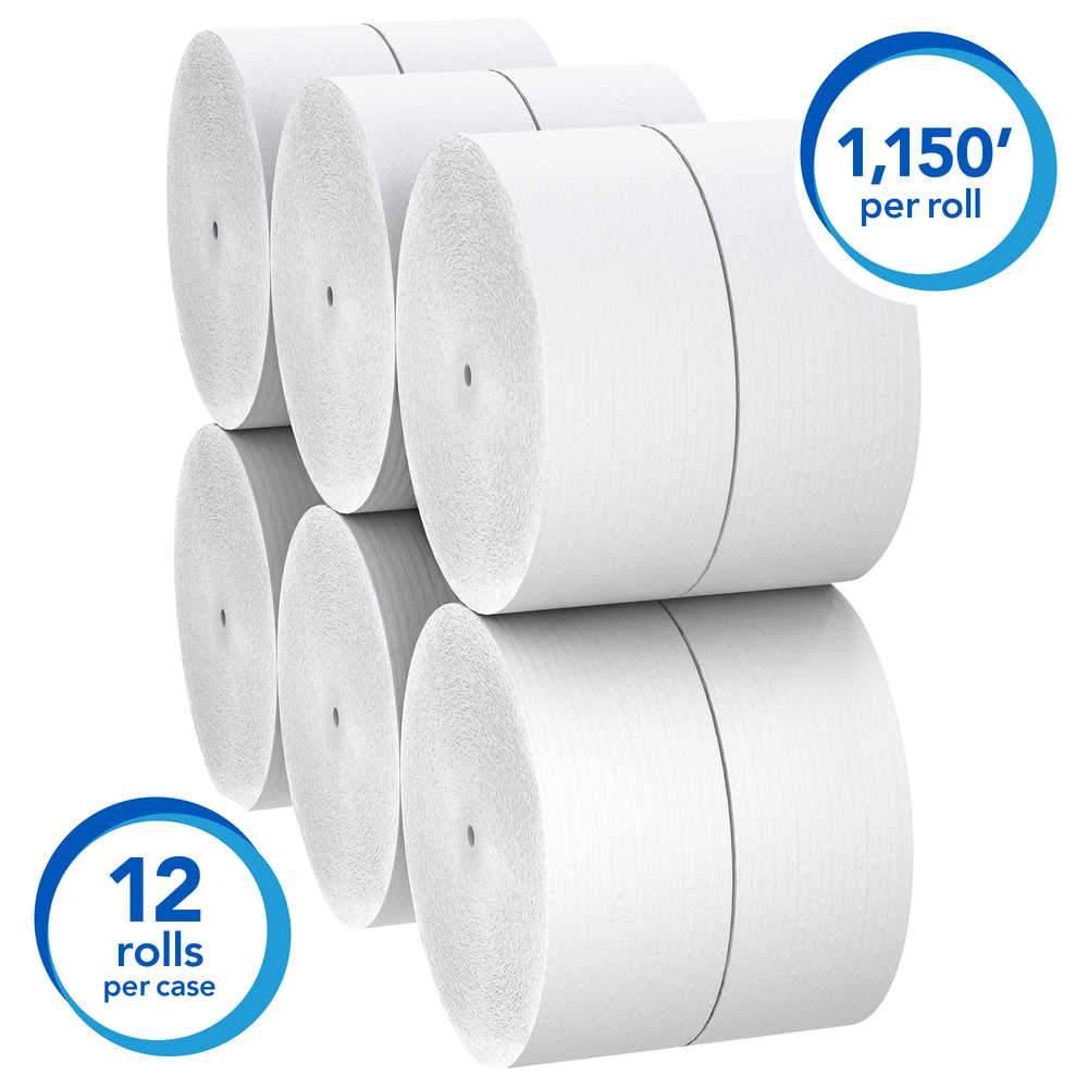 Scott 07006 Essential Coreless JRT 2-ply Toilet Paper, 12 Rolls of 1150 Feet (Elite Program) - Janitorial Superstore