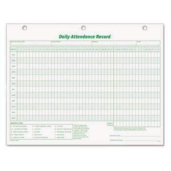 TOPS™ Daily Attendance Card, 8 1/2 x 11, 50 Forms - Janitorial Superstore