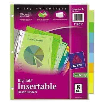 Avery® Insertable Big Tab Plastic Dividers, 8-Tab, Letter - Janitorial Superstore