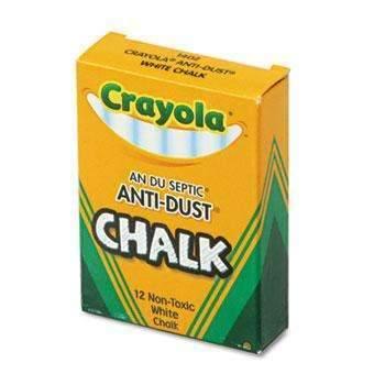 Crayola® Nontoxic Anti-Dust Chalk, White, 12 Sticks/Box - Janitorial Superstore