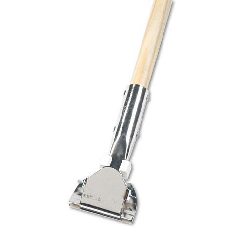 Clip-on Dust Mop Handle, Lacquered Wood, Swivel Head, 1" Dia. X 60in Long - Janitorial Superstore