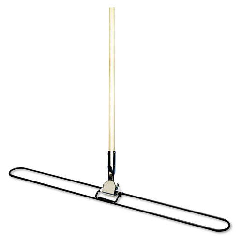 Clip-on Dust Mop Handle, Lacquered Wood, Swivel Head, 1" Dia. X 60in Long - Janitorial Superstore