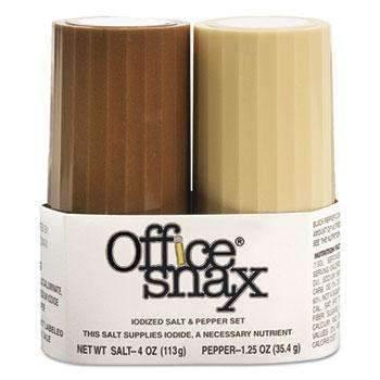 Office Snax® Condiment Set, 4oz Salt, 1.5oz Pepper, Two-Shaker Set - Janitorial Superstore