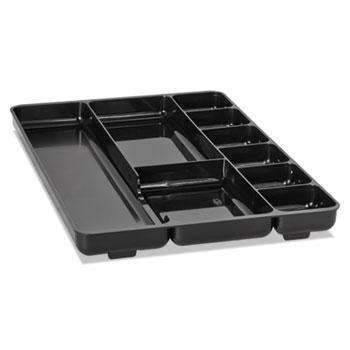 Rubbermaid® Regeneration Nine-Section Drawer Organizer, Plastic, Black - Janitorial Superstore