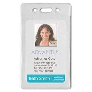 Advantus Proximity ID Badge Holder, Vertical, 2 3/8w x 3 3/8h, Clear, 50/Pack - Janitorial Superstore