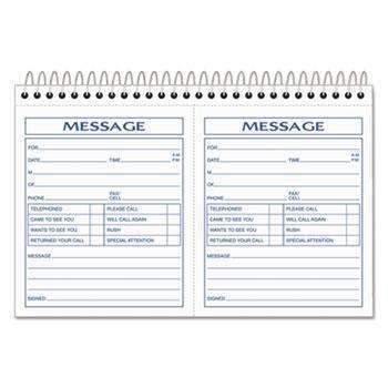 TOPS™ Spiralbound Message Book, 4 1/4 x 5, Carbonless Duplicate, 200 Sets/Book - Janitorial Superstore