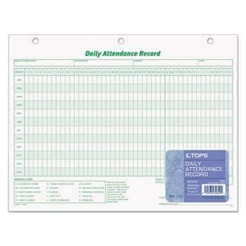 TOPS™ Daily Attendance Card, 8 1/2 x 11, 50 Forms - Janitorial Superstore