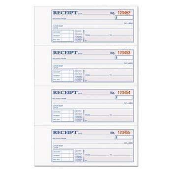 TOPS™ Money/Rent Receipt Books, 2-3/4 x 7 1/8, Three-Part Carbonless, 100 Sets/Book - Janitorial Superstore