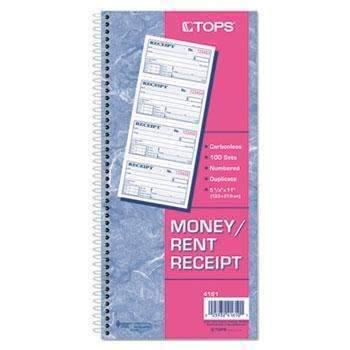 TOPS™ Money/Rent Receipt Spiral Book, 2-3/4 x 4 3/4, 2-Part Carbonless, 200 Sets/Book - Janitorial Superstore