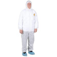 Premium White Disposable Polypropylene Coveralls with Hood - Large - Janitorial Superstore