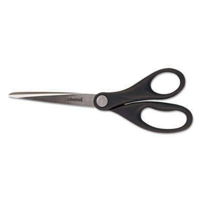 Universal Office Products Economy Scissors, 7" Length, Straight Handle, Stainless Steel, Black - Janitorial Superstore