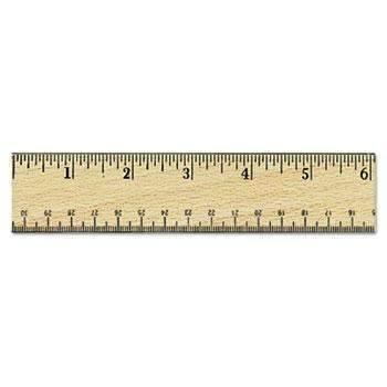 Universal® Flat Wood Ruler w/Double Metal Edge, 12", Clear Lacquer Finish - Janitorial Superstore