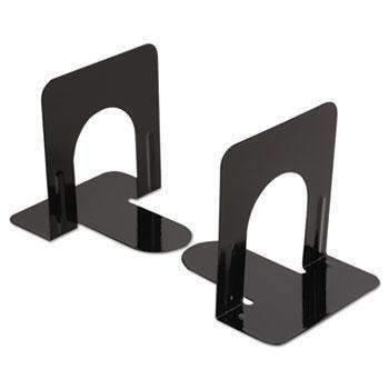 Universal® Economy Bookends, Nonskid, 4 3/4 x 5 1/4 x 5, Heavy Gauge Steel, Black - Janitorial Superstore