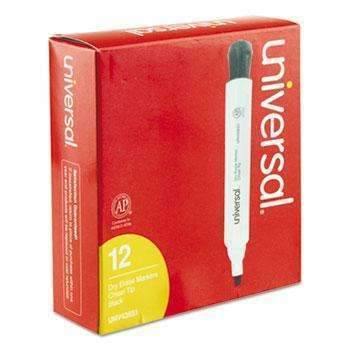 Universal® Dry Erase Marker, Chisel Tip, Black, Dozen - Janitorial Superstore