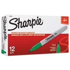 Fine Tip Permanent Marker, Green, Dozen SAN30004 - Janitorial Superstore