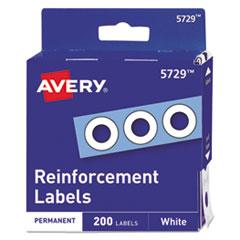 AVERY PRODUCTS CORPORATION Dispenser Pack Hole Reinforcements, 1/4" Dia, White, 200/Pack, (5729) - Janitorial Superstore