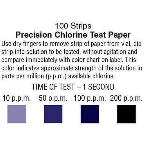 Pro Hydrion Chlorine Test strips 100 ct 10-200 ppm range - Janitorial Superstore