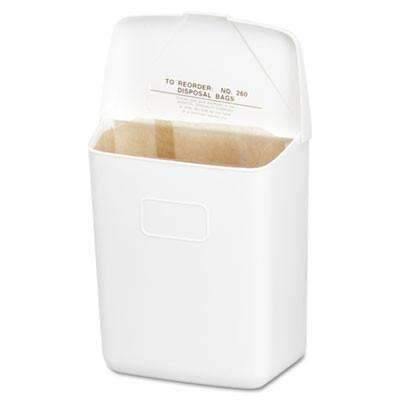 HOS250201W Health Gards Convertible Sanitary Napkin Receptacle, Plastic, 1 gal, White - Janitorial Superstore