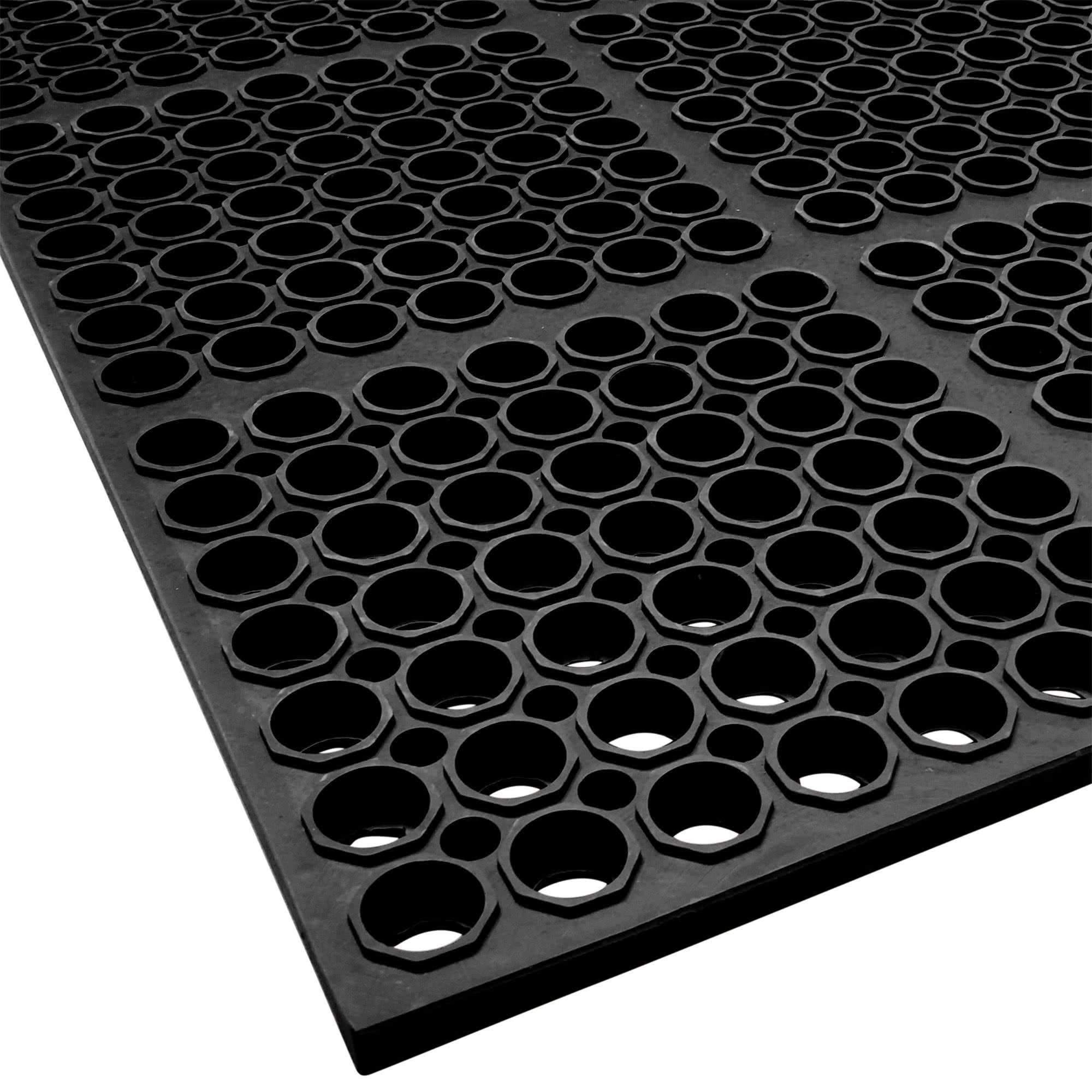 Choice 3' x 5' Black Rubber Straight Edge Anti-Fatigue Floor Mat