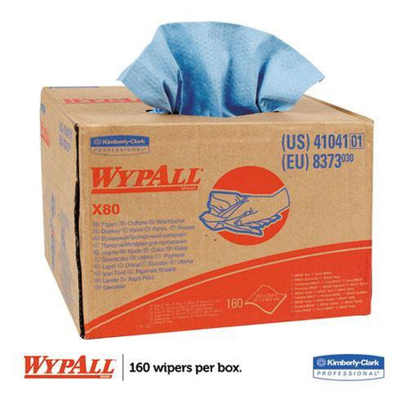 Wypall X80 Cloths, Brag Box, Hydroknit, Blue, 11.1 X 16.8, 160 Wipers-carton - Janitorial Superstore