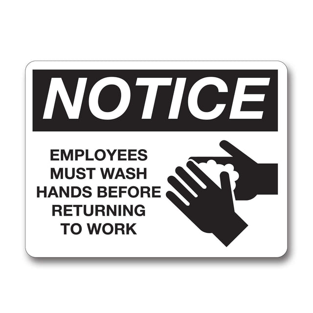 Palmer Fixture Employee's Must Wash Hands Notice Sign - Janitorial Superstore