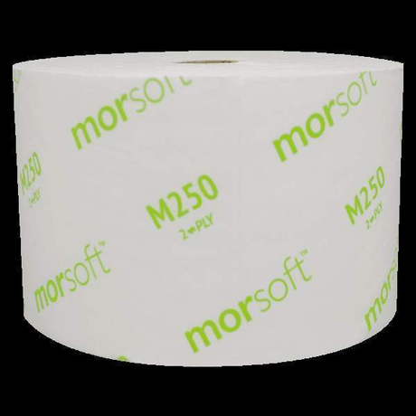 Mor-Soft MORM250 Coreless Alternative Bath Tissue, 2-Ply, White, 1250/Roll, 24/Carton - Janitorial Superstore