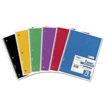 Mead Spiral Bound Notebook, Perforated, Legal Rule, 10 1/2 x 7 1/2, White, 70 Sheets - Janitorial Superstore