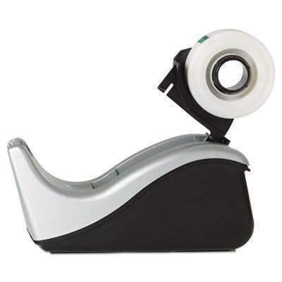 Scotch® Value Desktop Tape Dispenser, Attached 1" Core, Black/Silver - Janitorial Superstore