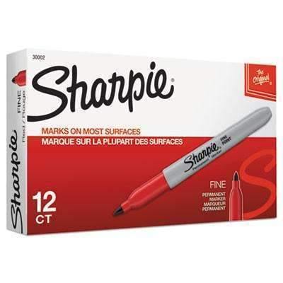 Sharpie® Fine Point Permanent Marker, Red, Dozen - Janitorial Superstore