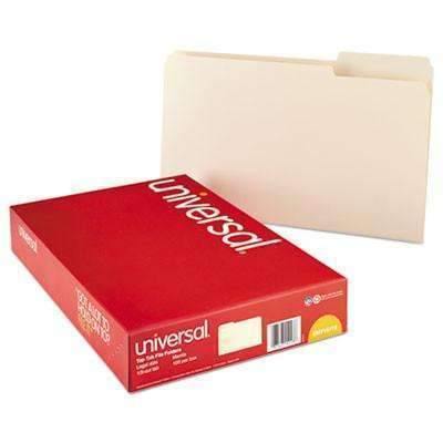 Universal® File Folders, 1/3 Cut Assorted, One-Ply Top Tab, Legal, Manila, 100/Box - Janitorial Superstore