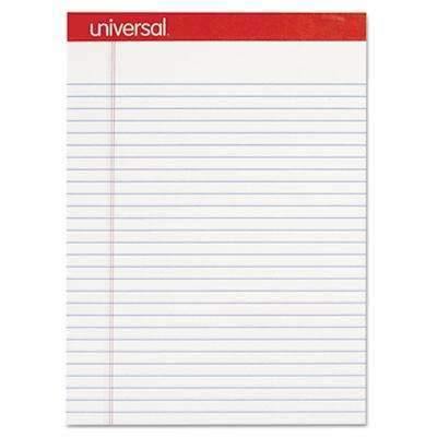 Universal® Perforated Edge Writing Pad, Legal Ruled, Letter, White, 50 Sheet, Dozen, 8 1/2" X 11 3/4" - Janitorial Superstore