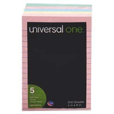 Universal® Self-Stick Pop-Up Notes, 4 x 6, Lined, Assorted Pastel Colors, 100-Sheet, 5/PK - Janitorial Superstore