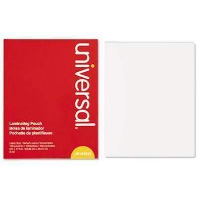 Universal® Clear Laminating Pouches, 3 mil, 9 x 11 1/2, 100/Box - Janitorial Superstore