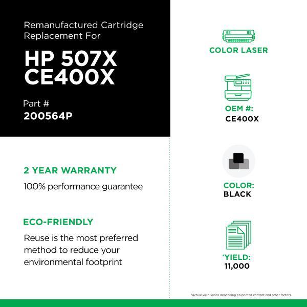 JSS Remanufactured Black Toner Cartridge for HP CE400X (HP 507X) - Janitorial Superstore